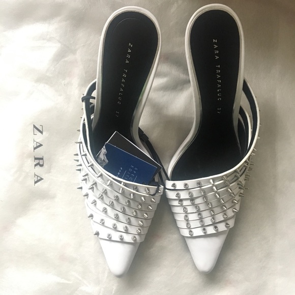 Zara high heel studded mule pointed toe pumps - Picture 4 of 7
